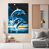 Painting by Numbers Art Animal Dolphin Group At Night